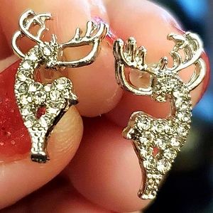 Rhinestone stud Elk earrings.